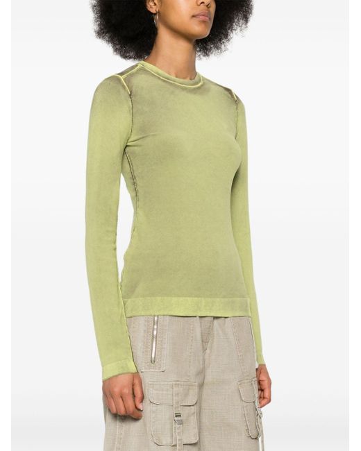 Acne Green Cut-out Fine-knit Top