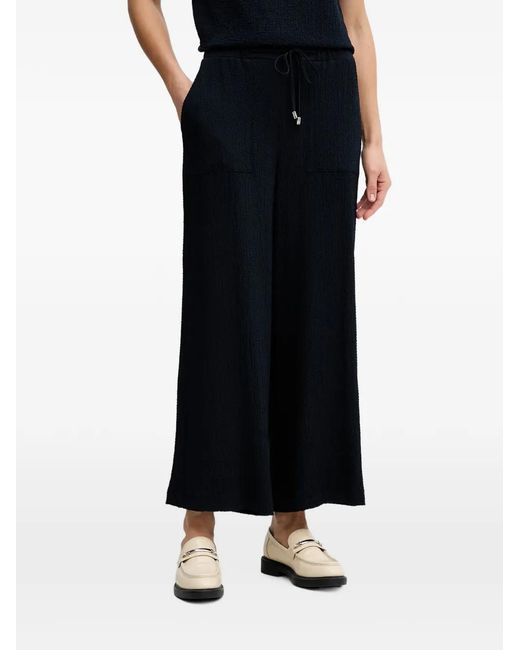 Joseph Ribkoff Black Crinkled-Effect Drawstring Palazzo Pants