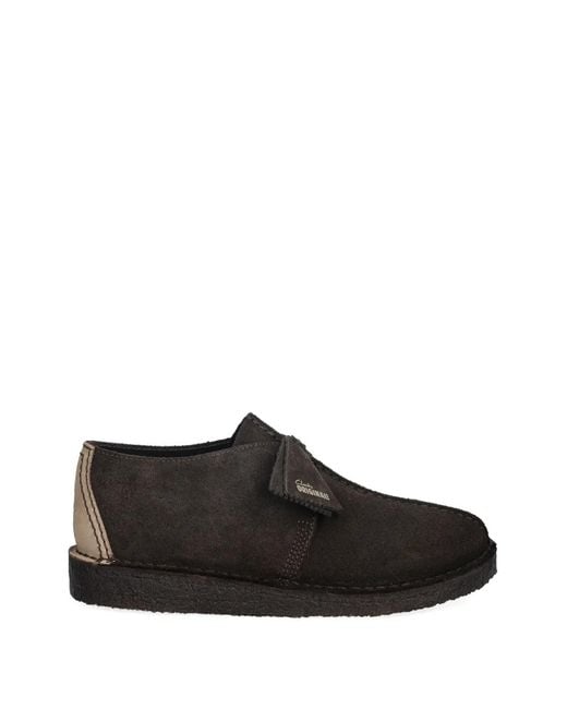 Clarks Black Desert Trek Logo-Detail Derby Shoes for men