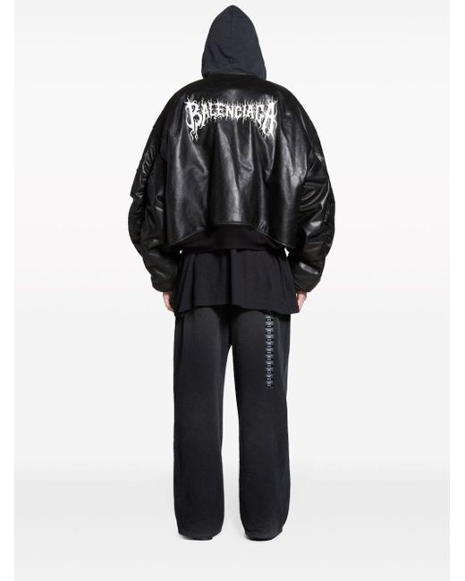 Balenciaga Black Diy Metal Leather Bomber Jacket for men