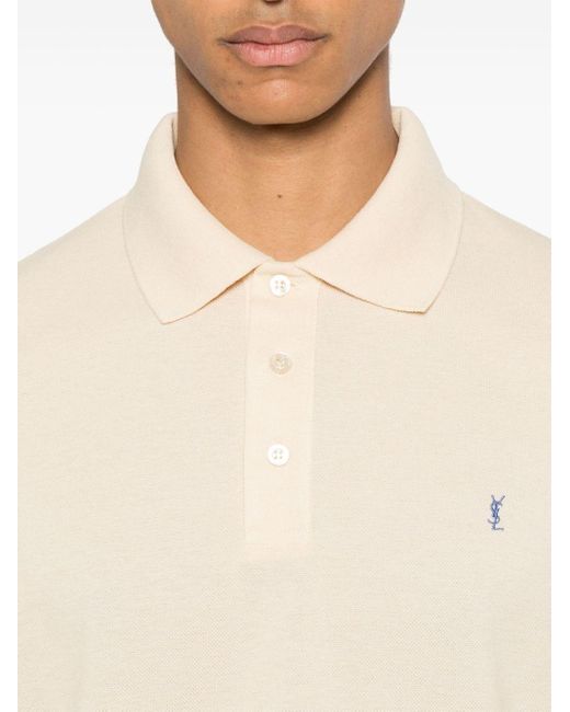 Saint Laurent Natural Cassandre-logo Piqué Polo Shirt for men