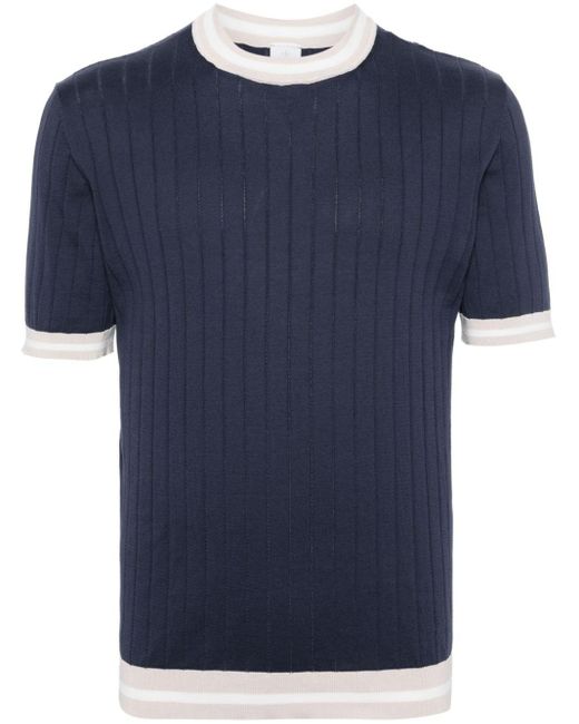 Eleventy T-Shirt mit gestreiftem Rand in Blue für Herren