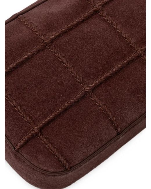 Coccinelle Brown Quilted Suede-Panel Shoulder Bag