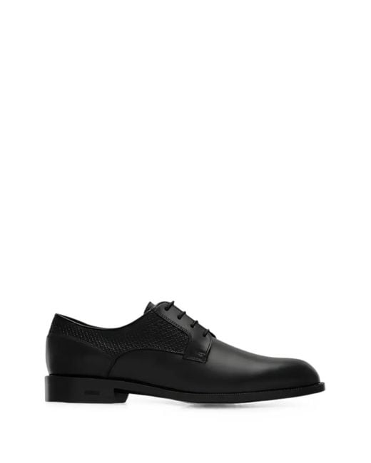 Boss Black Micro-Pattern Leather Derby Shoes for men