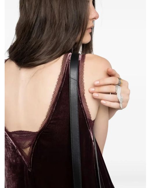 Zadig & Voltaire Purple Lace-Insert Midi Dress