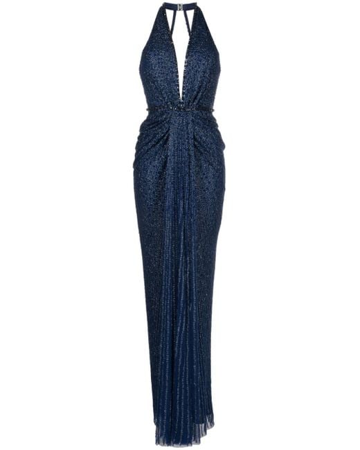 Jenny Packham Blue Zooey Rhinestone-embellished Gown