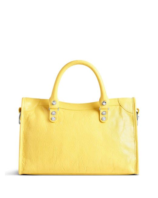 Balenciaga Yellow Small Le City Textured-leather Tote Bag