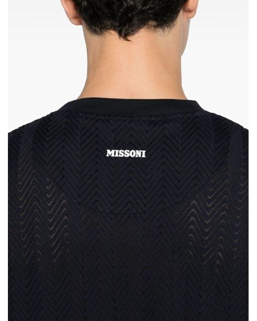 Missoni T-shirt Met Chevron Streep Van Katoenblend in het Black voor heren