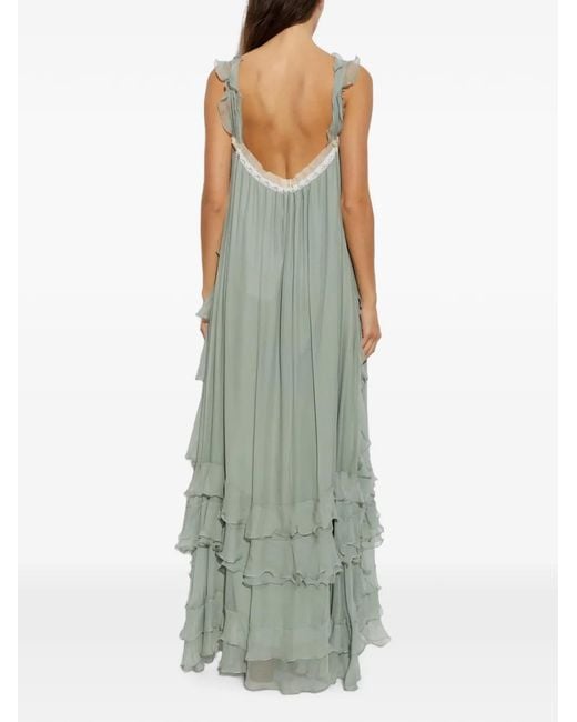 Chloé Green Sleeveless Layered Long Dress