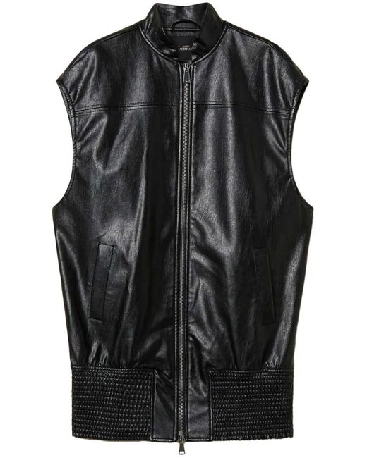 Twinset Black Faux-Leather Gillet