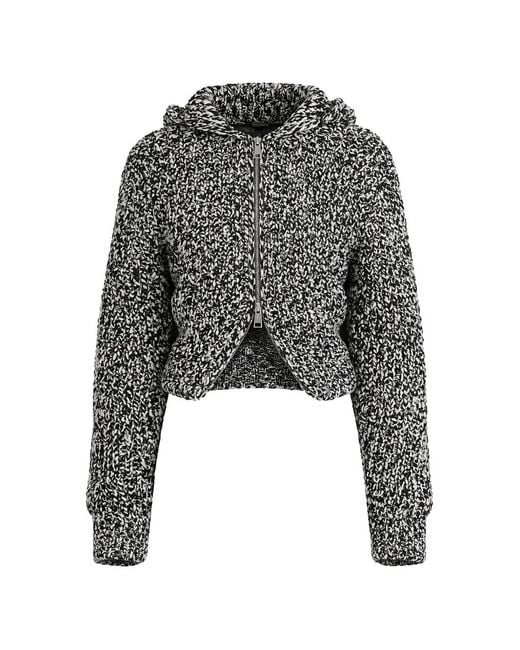 Nanushka Gray Sonnet Knitted Hooded Jacket