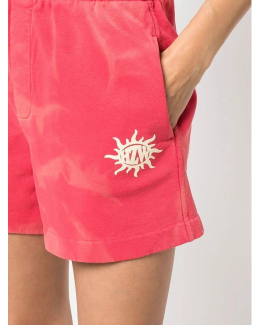 Holzweiler Red Tie-Dye Cotton Shorts