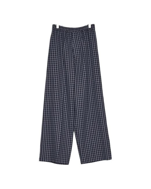 MASU Blue Gingham-Check Sequin-Embellished Trousers for men