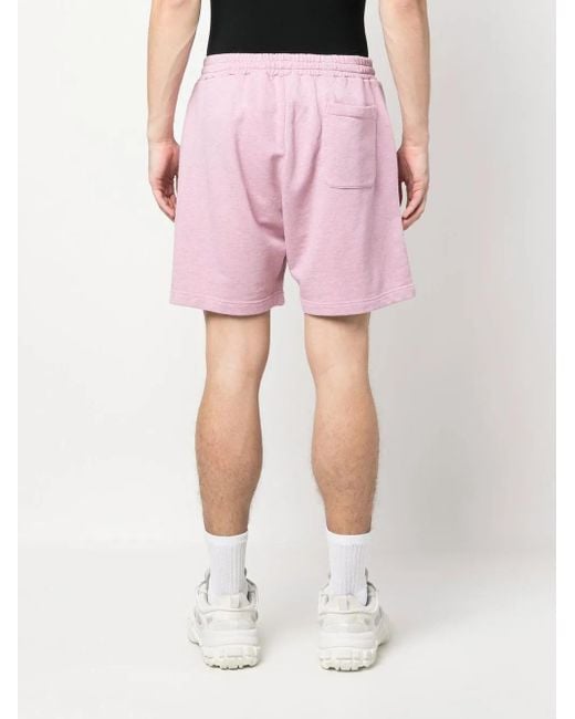 MSGM Pink Logo-Embroidered Cotton Shorts for men