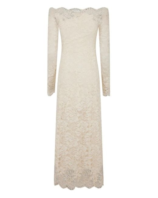 Robe Mi-Longue En Dentelle À Épaules Dénudées Rabanne en coloris Natural