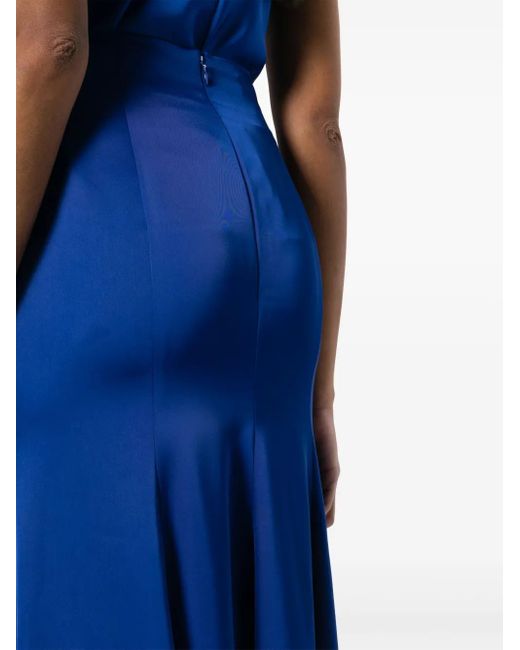 Philosophy Di Lorenzo Serafini Blue Satin Maxi Flared Skirt