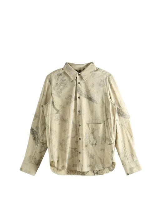 Ziggy Chen White Abstract-Print Cotton Shirt for men