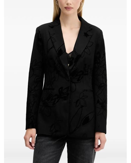 Desigual Black Floral Single-Breasted Jacket