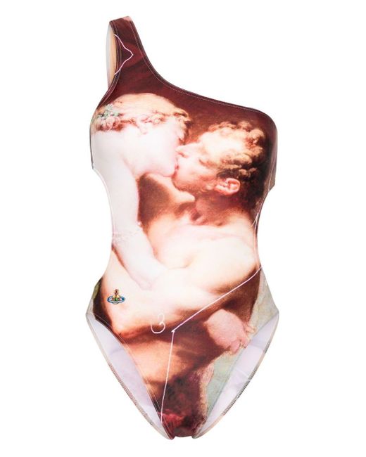 Vivienne Westwood Pink The Kiss One-Shoulder-Badeanzug