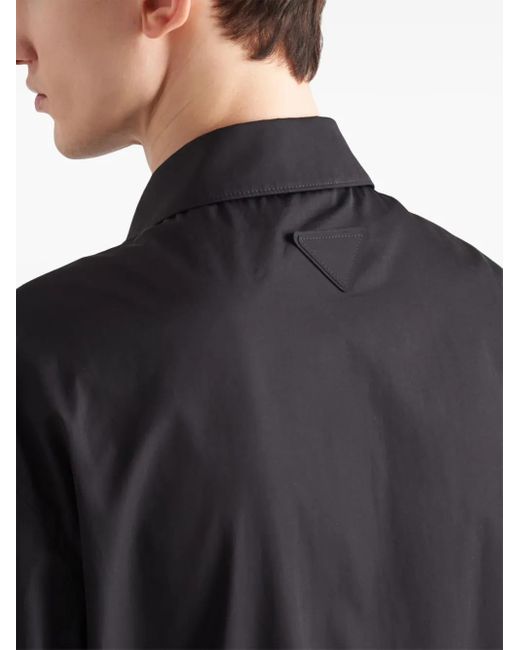 Prada Black Cotton Zip-Up Shirt Jacket for men