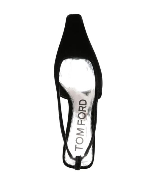 Tom Ford Black Crystal-embellished Velvet Sling Back Pumps