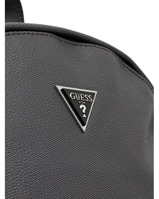 Guess Black Triangle Logo Pattern Backpack for men