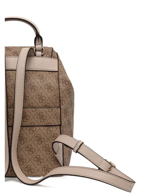 Guess Natural Manhattan Monogram Flap Backpack