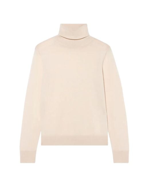 Brooks Brothers White Diamond-Knit Turtleneck Sweater