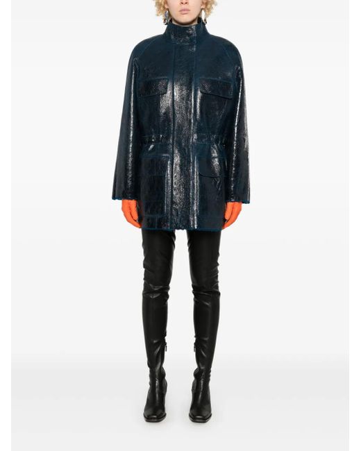 Fendi Blue Leather Coat