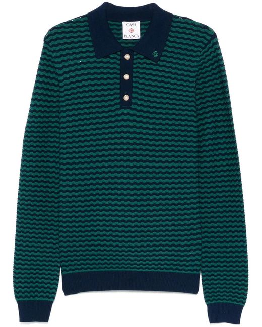 Casablanca Green Mini Wave Polo Shirt for men