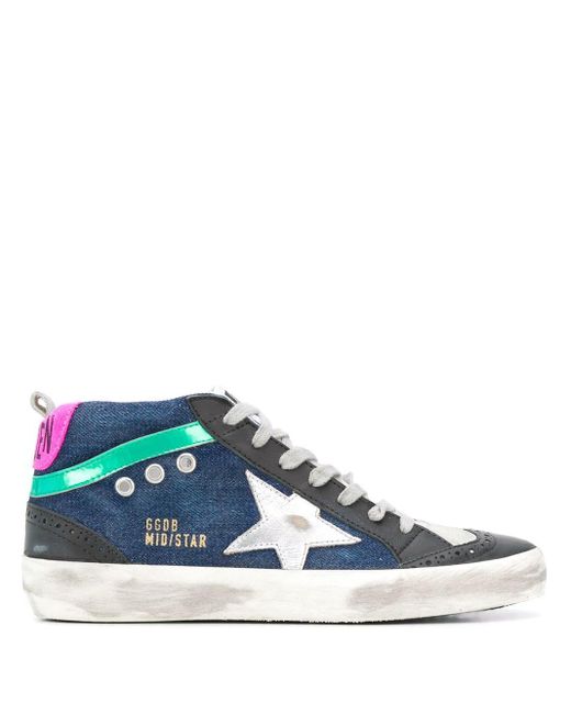 Golden Goose Deluxe Brand Mid-star Lace-up Sneakers in Blue - Lyst
