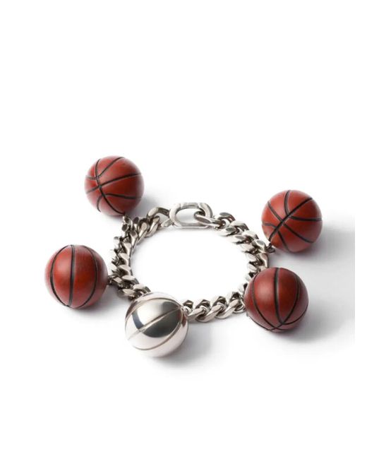 Prada Brown Basketball-Charm Chain Bracelet for men