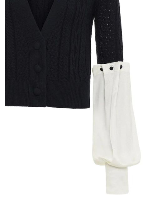 Hellessy Blue Angelite Cable-Knit Balloon-Sleeve Cardigan
