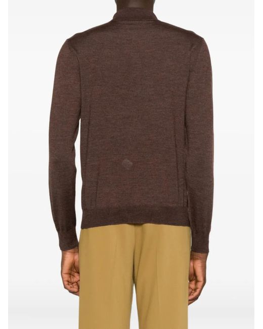 Tagliatore Brown Buttoned Long-Sleeve Polo Shirt for men