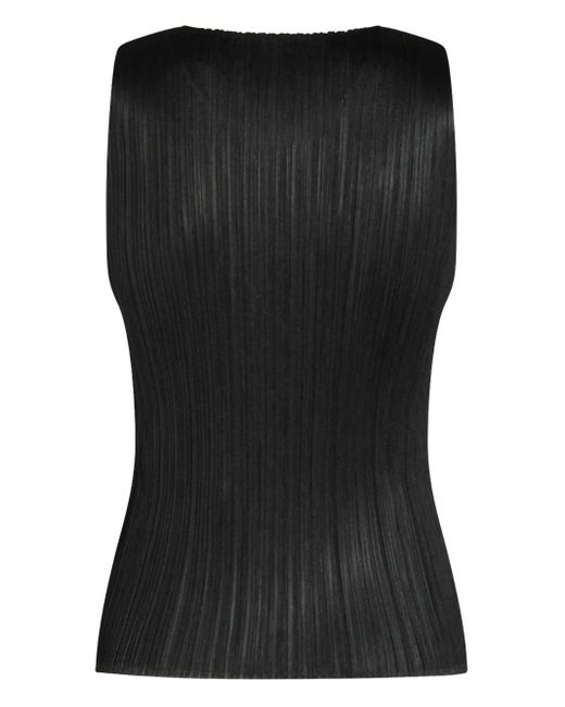 Pleats Please Issey Miyake Black Pleated Sleeveless Top