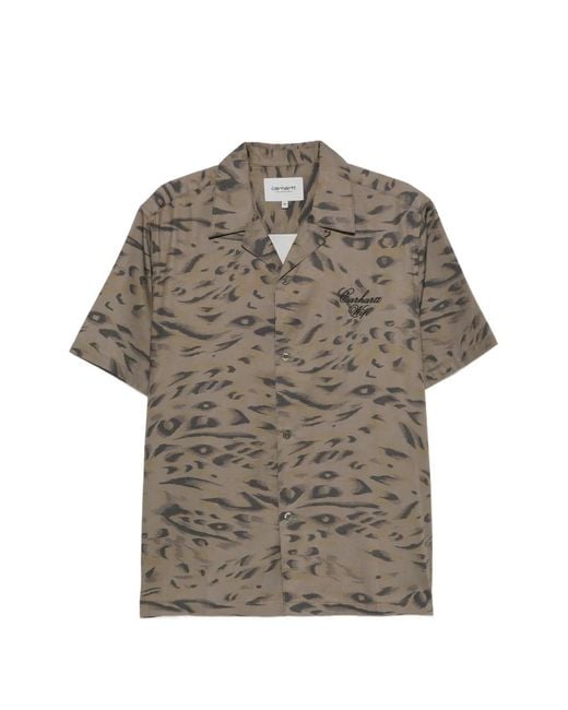 Carhartt Gray Travon Embroidered-Logo Shirt for men