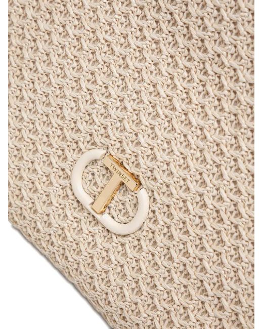 Twinset Natural Handtasche Mit Flechtriemen