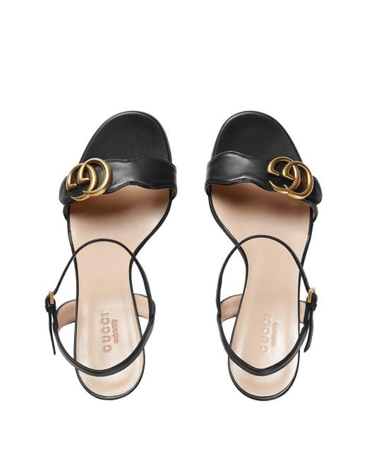 Sandalias de tacón con aplique del logo de Gucci de color Negro | Lyst