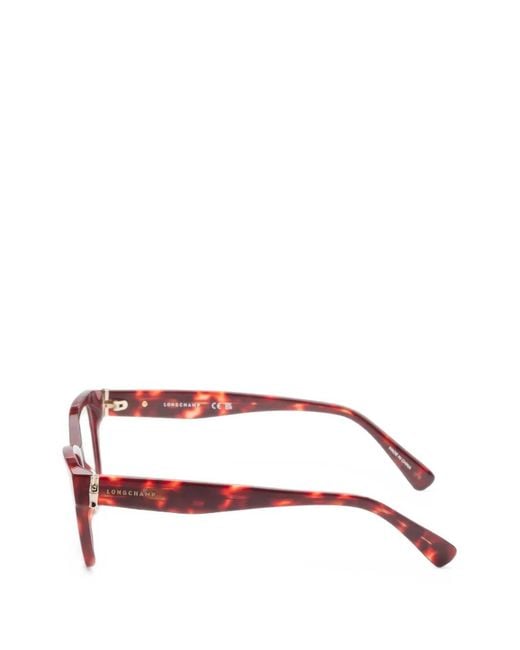 Longchamp Pink Tortoiseshell-Effect Square-Frame Glasses