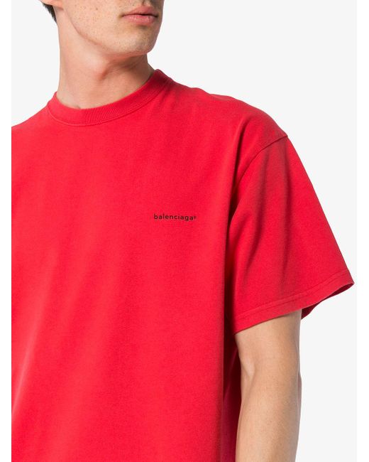 Balenciaga Oversized Copyright Logo T-shirt in Red Men |
