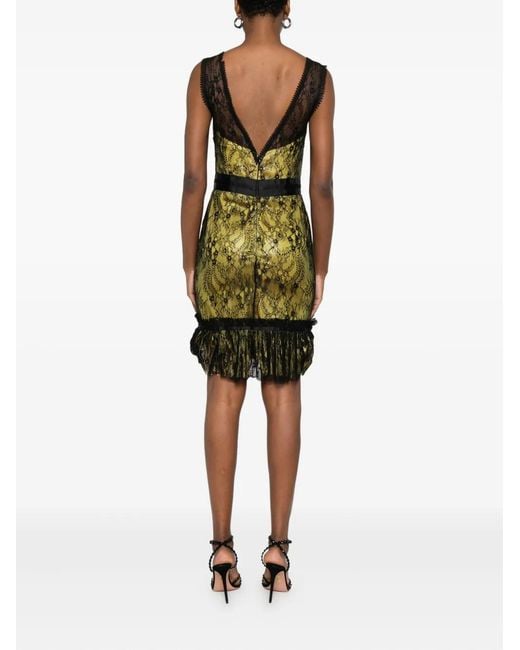 Gemy Maalouf Green Floral-Lace Minidress