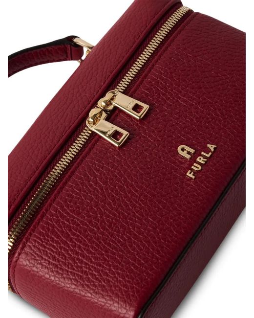 Furla Purple Camelia Grained-Leather Mini Bag