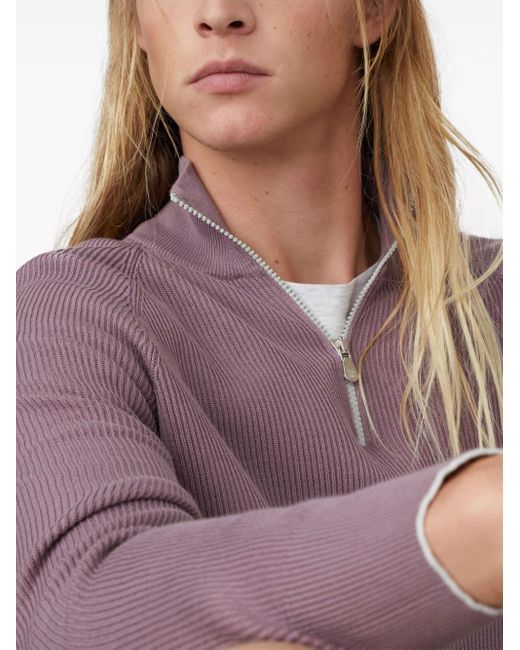 Maglione con zip di Brunello Cucinelli in Purple da Uomo