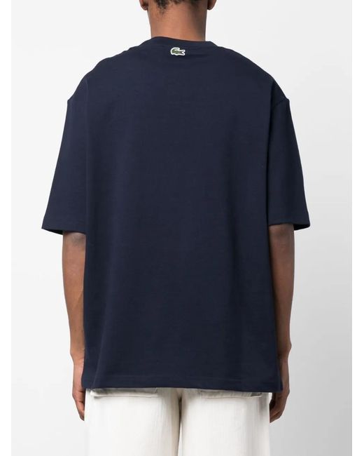Lacoste Blue Loose Fit Tennis Print T-shirt Navy for men