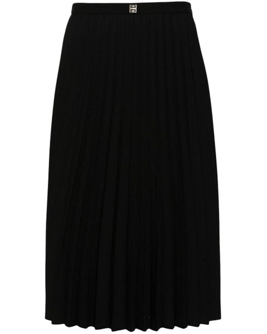 Givenchy Black 4g-plaque Pleated Midi Skirt