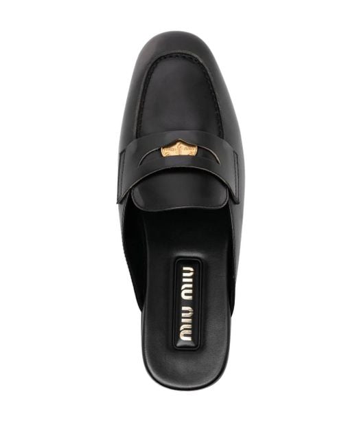 Miu Miu Black Bleached Leather Loafers