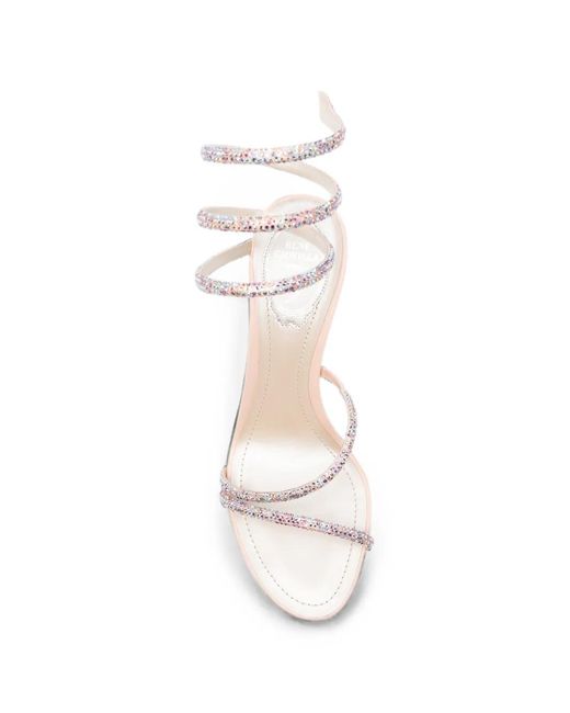 Rene Caovilla White Cleo Crystal-Embellished Sandals