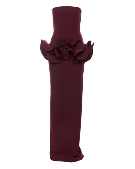 Ana Radu Purple Ruffled Strapless Maxi Dress