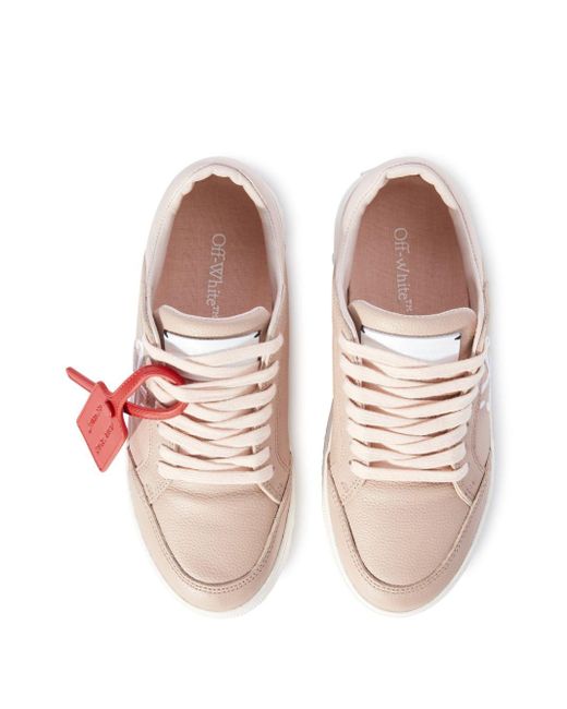 Off-White c/o Virgil Abloh Low Vulcanized Leren Sneakers in het Pink