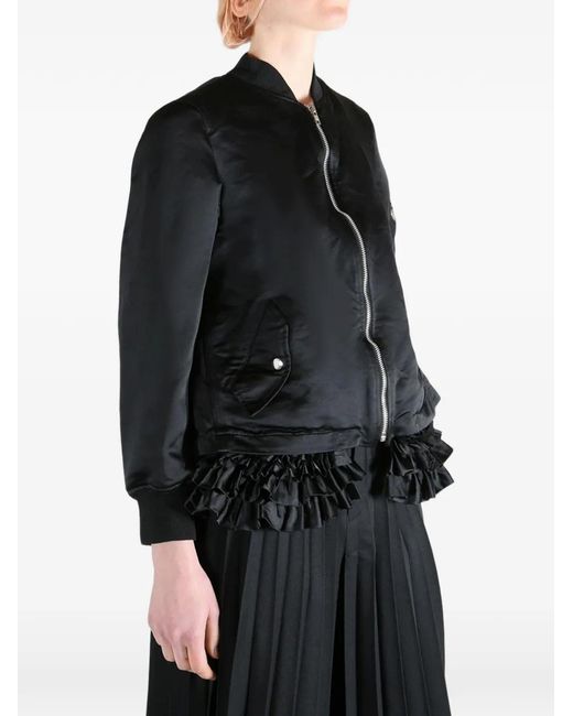 Comme des Garçons Black Ruffled Bomber Jacket